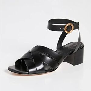 Tory Burch City Heel Sandals Black Leather Size 10 M new